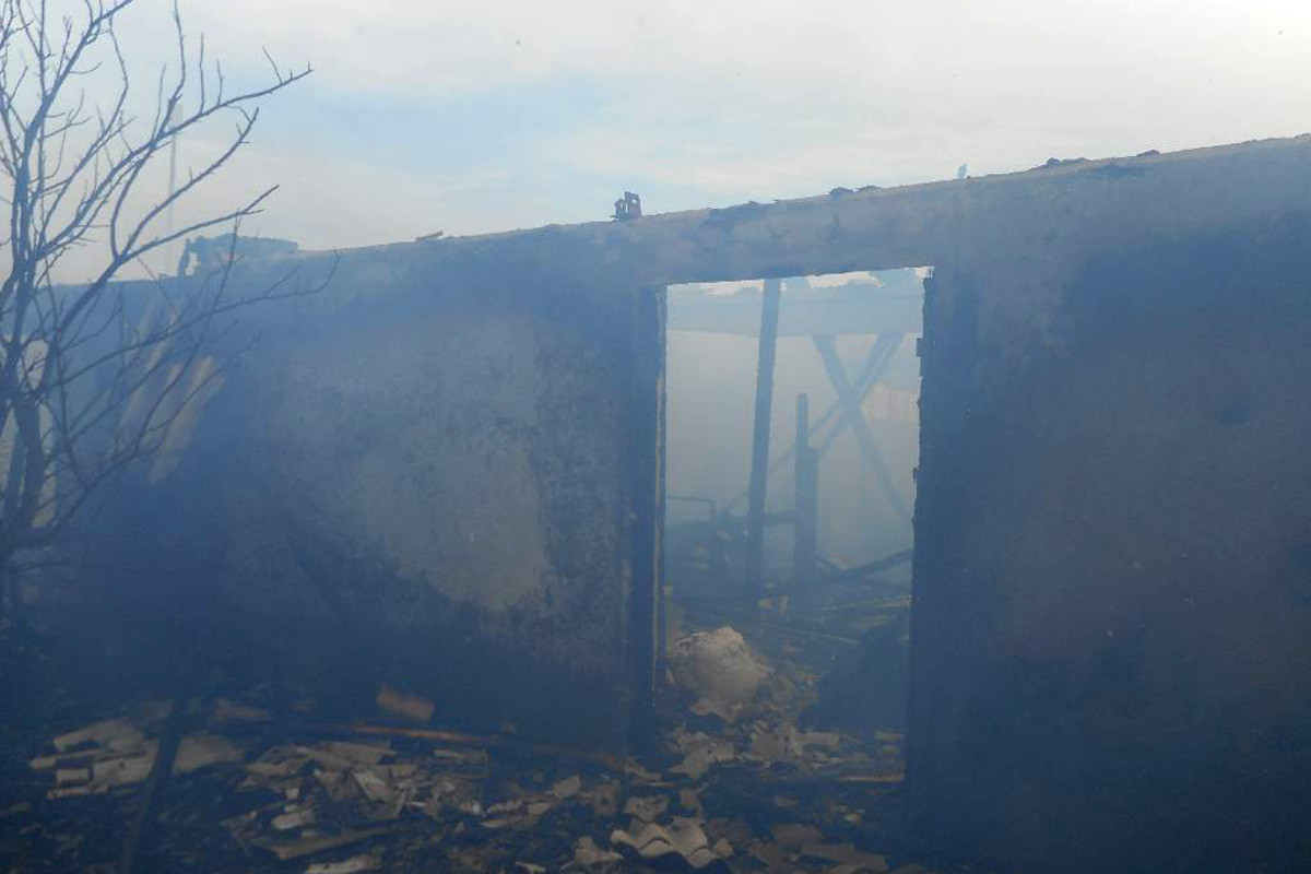 Пожар в деревне Телуша