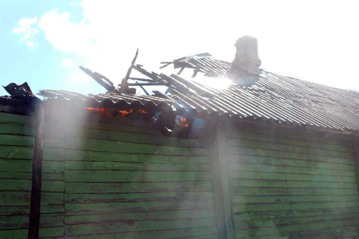Пожар в деревне Телуша.