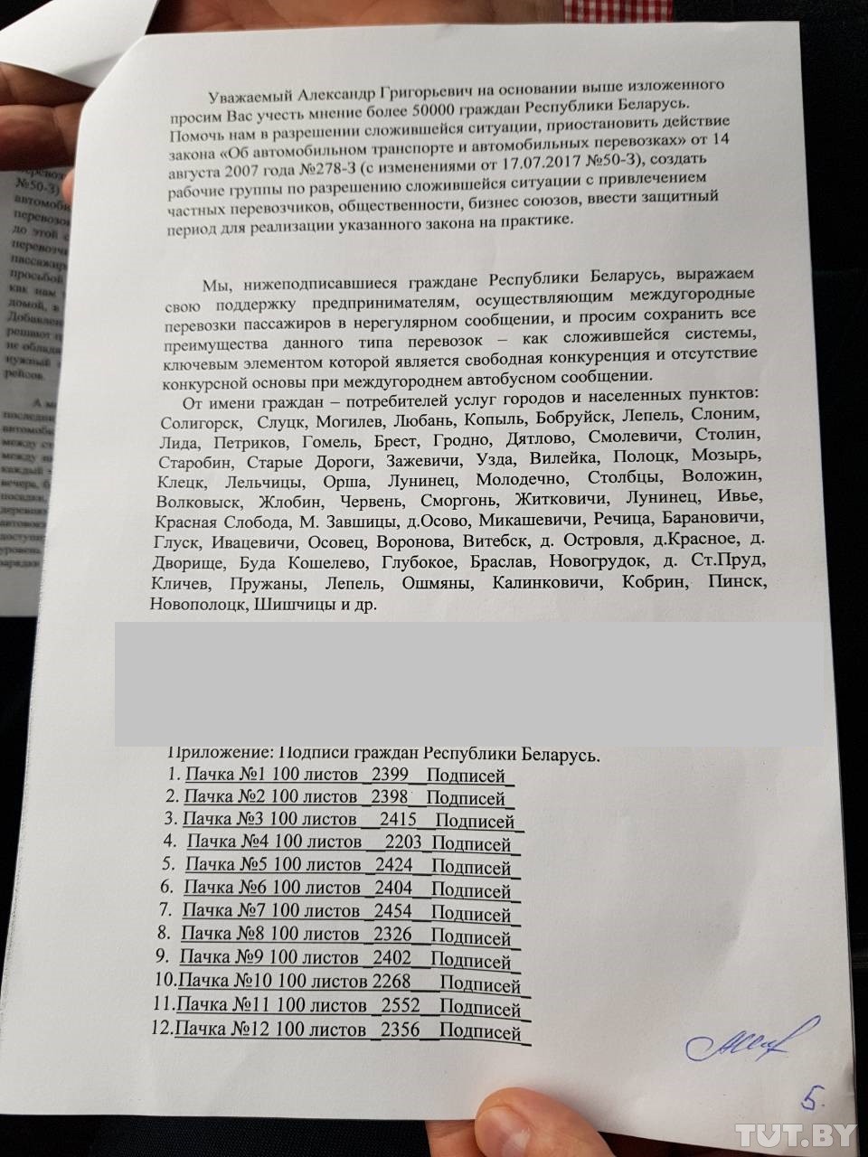 Маршрутчики-нерегулярщики собрали более 80 тысяч подписей пассажиров под письмом президенту Маршрутчики-нерегулярщики собрали более 80 тысяч подписей пассажиров под письмом президенту