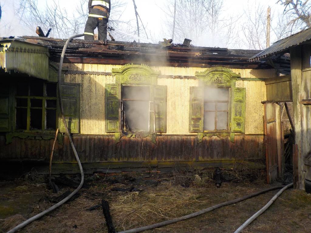 Пожар в деревне Коврин. Горел дом.