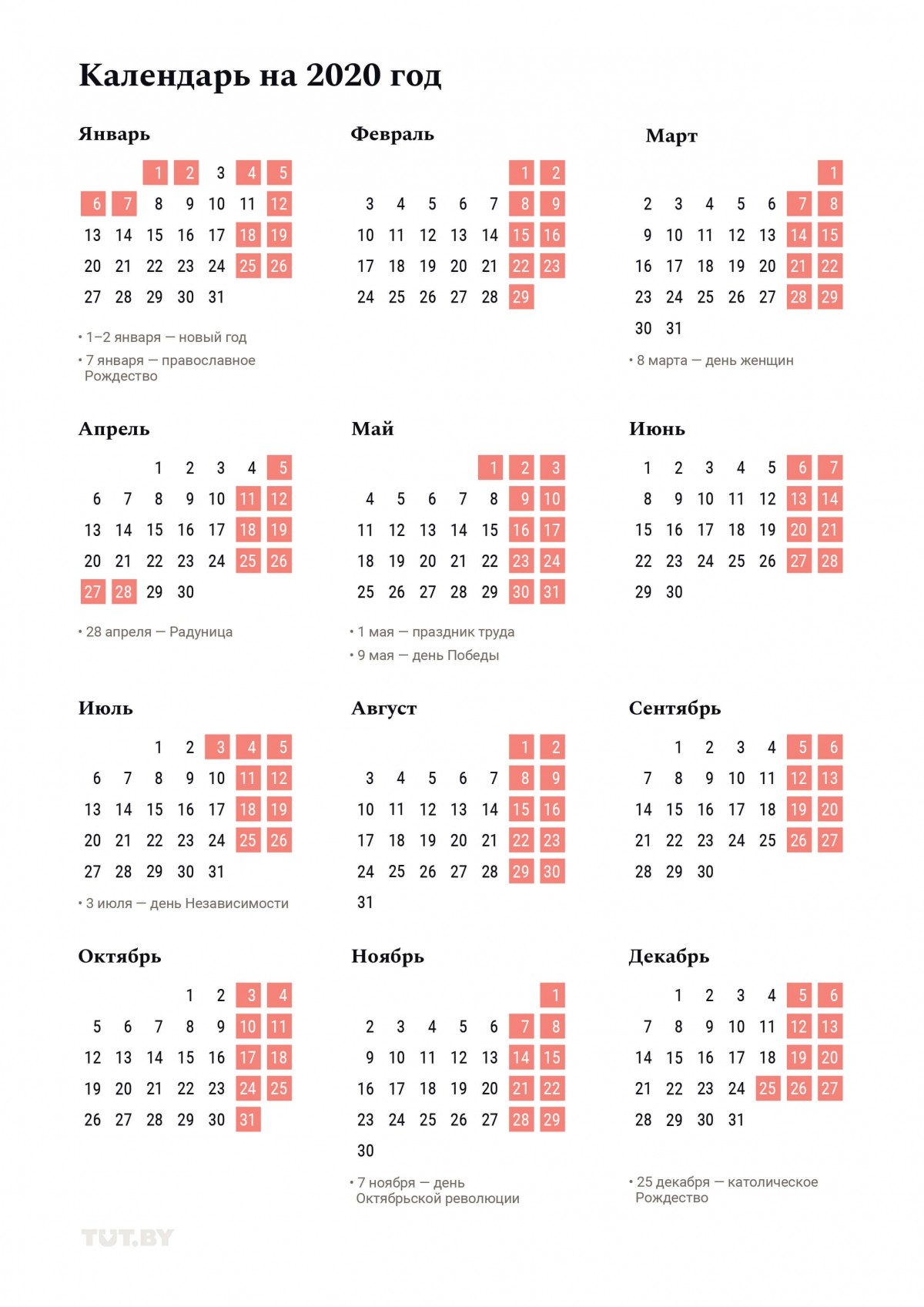 Календарь беларусь. Календарь праздничных дней 2020. Праздничный календарь Беларусь 2020. Выходные и праздники в январе 2020 года в России нерабочие дни. Выходные и праздничные дни в 2020 году в Беларуси календарь.