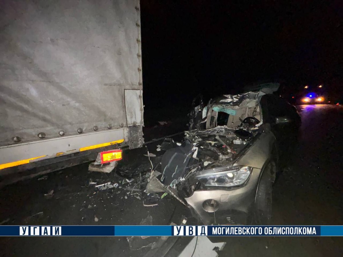 Возле Бобруйска на трассе М-5 молодой пассажир BMW погиб в столкновении с фурой