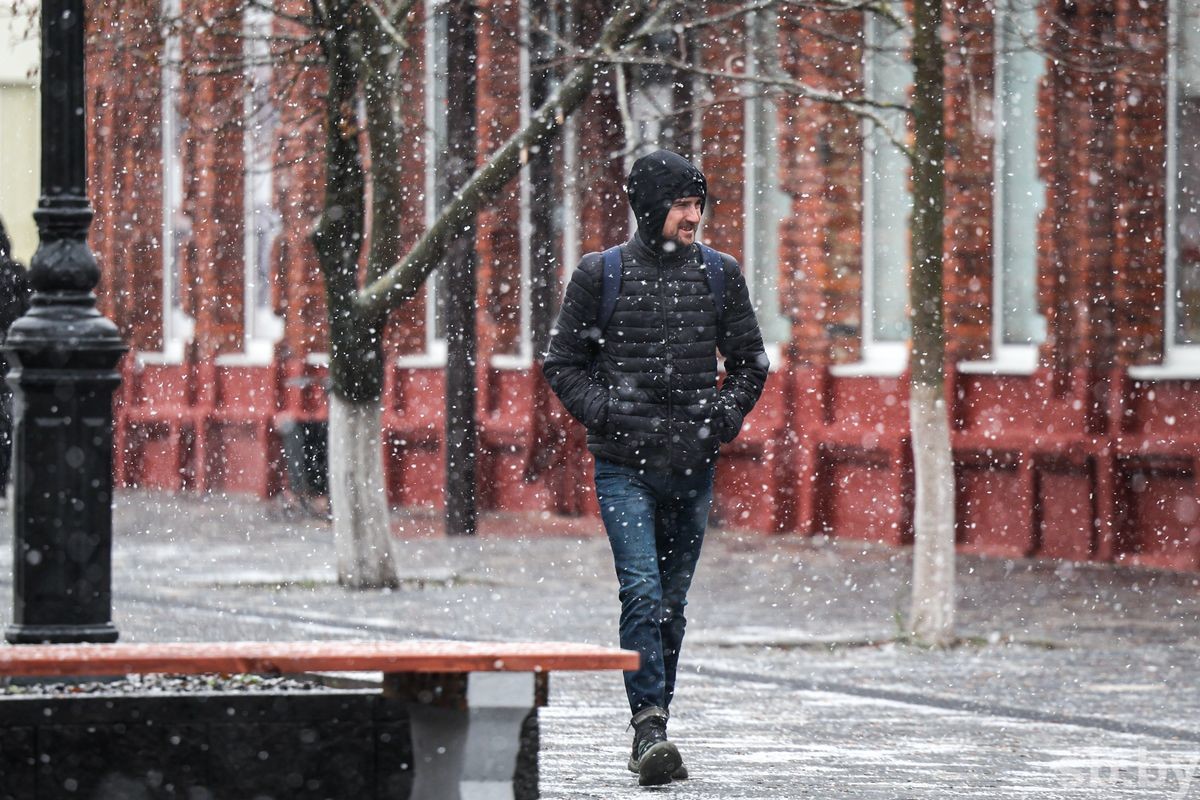 Фотофакт. В Бобруйске выпал первый снег