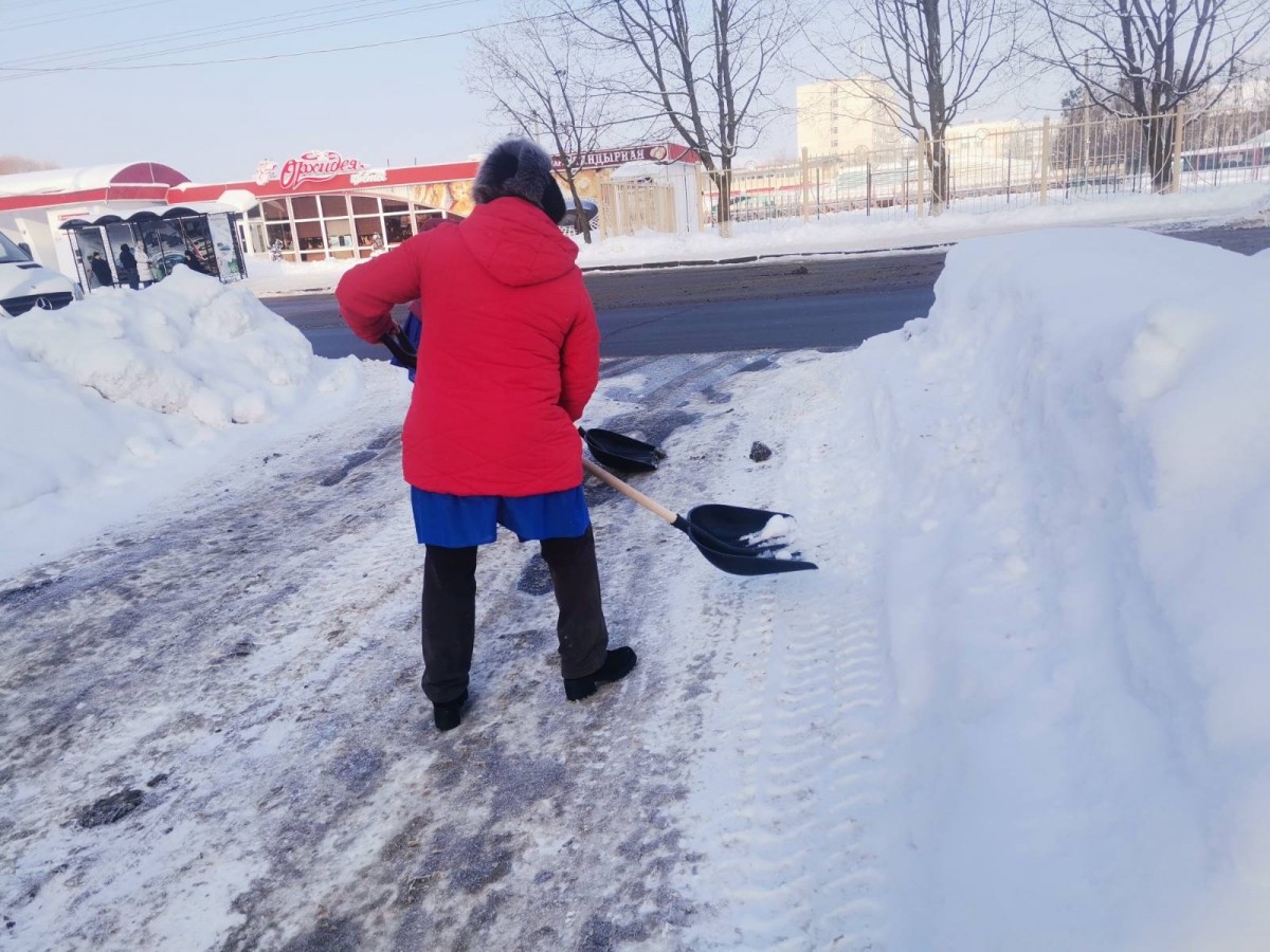 Когда &laquo;коммунальщикам&raquo; нужна помощь: работники предприятий Ленинского района вышли на уборку снега