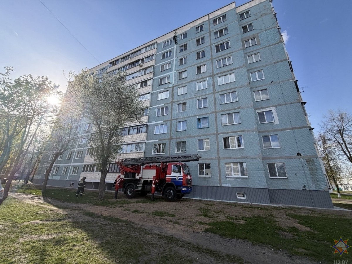 В Бобруйске спасатели МЧС вызволили альпиниста, запутавшегося в снаряжении при покраске 9-этажного дома