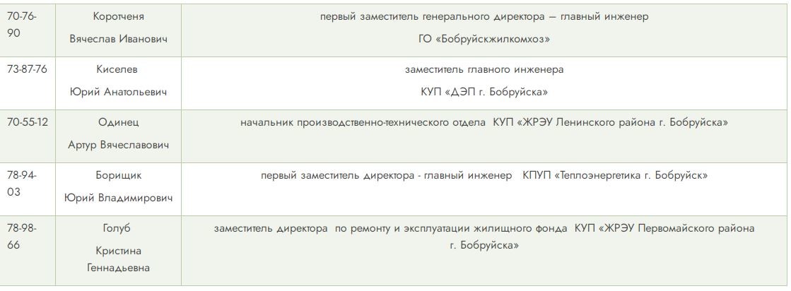 прямая тел.линия Бобруйск