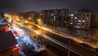 Зимний вечер над улицей Рокоссовского